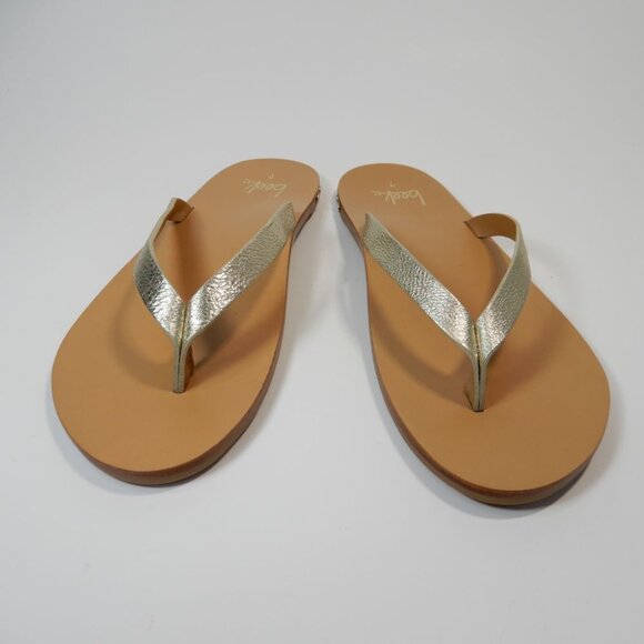 Beek Seabird Thong Flip Flop Slide SANDALS Size 7 Platinum Honey Leather NEW - Picture 10 of 14